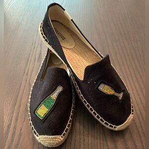 Soludos Black Espadrilles - Champagne Cheers Smoking Slipper. Size Women’s 9.